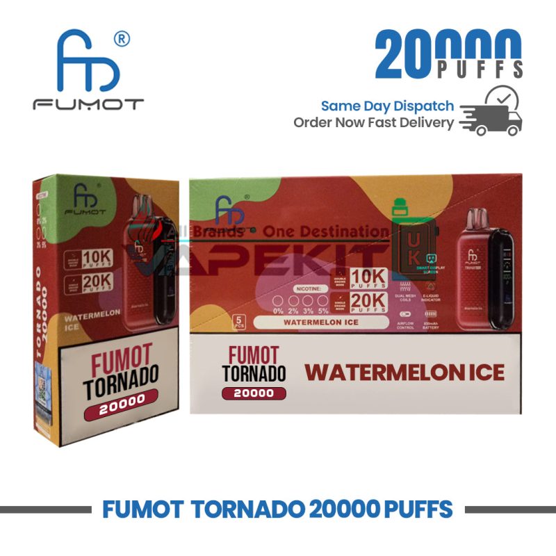 Watermelon Ice Fumot Tornado 20000 Puffs Disposable Vape kit