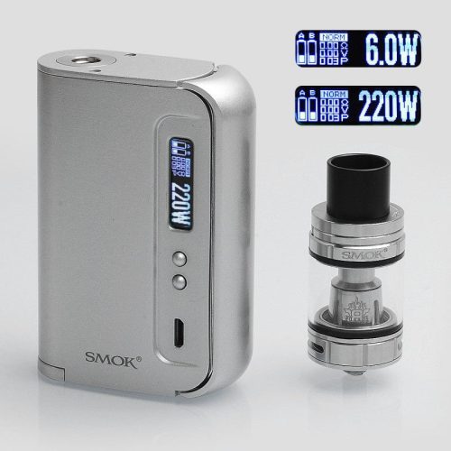 authentic smoktech smok osub king 220w tc vw variable wattage mod tfv8 big baby tank kit silver 10220w 2 x 18650 5ml